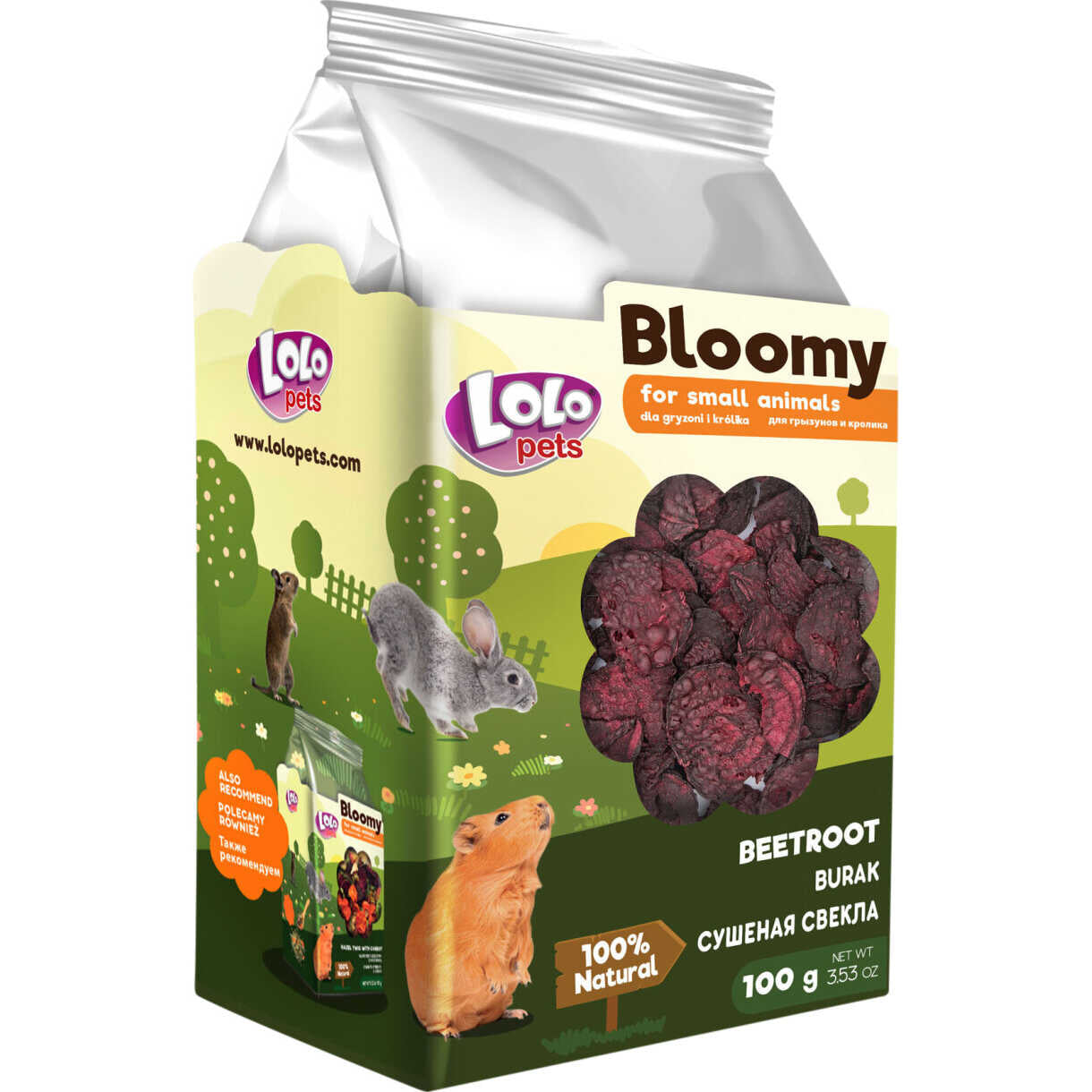 100 gr Lolo Bloomy Snack mit Roter Bete für Kaninchen und Nagetiere