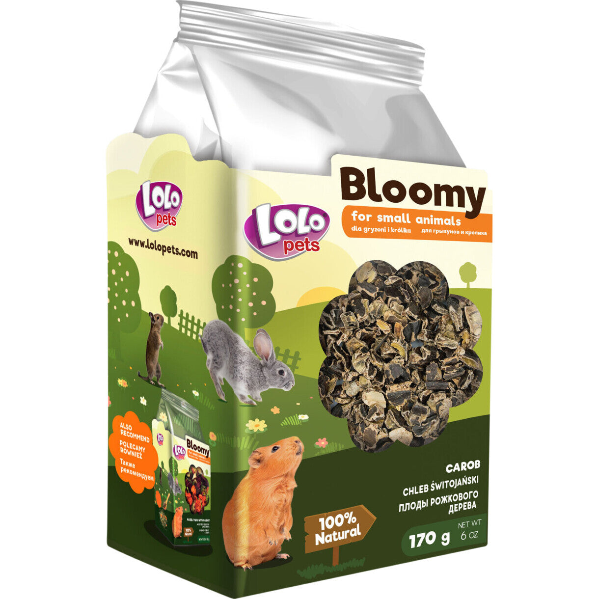 170 gr Lolo Bloomy Snack mit Johannisbrot für Kaninchen und Nagetiere