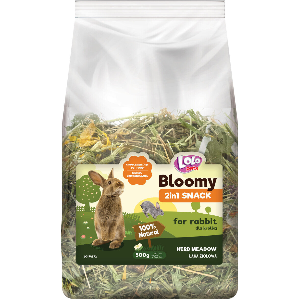 500 gr Lolo Bloomy 2 in1 Kräuter- und Heusnack für Kaninchen