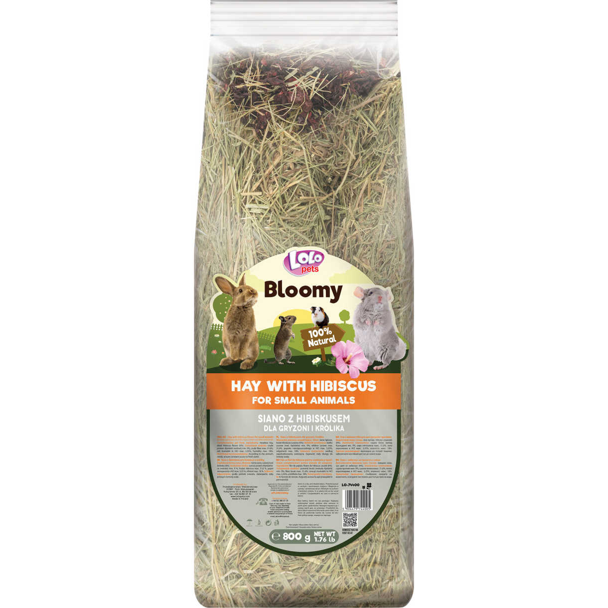 800 gr Lolo Bloomy Heu mit Hibiskus für Kaninchen und Nagetiere