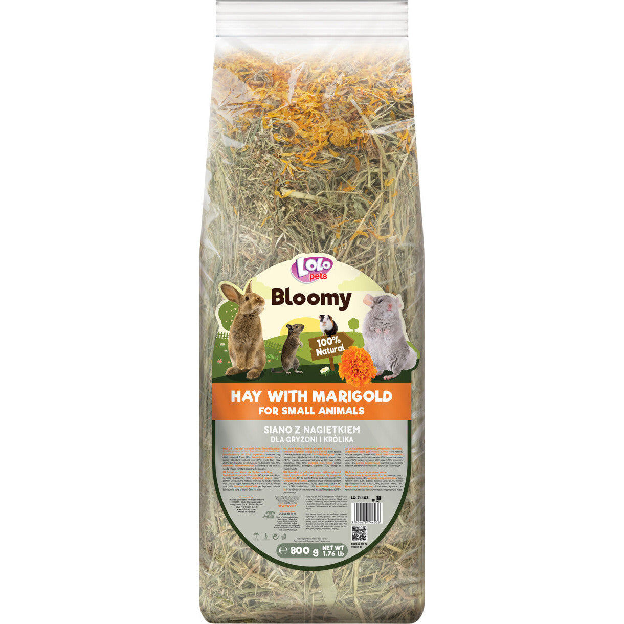800 gr Lolo Bloomy Heu mit Ringelblumenblüten für Kaninchen und Nagetiere