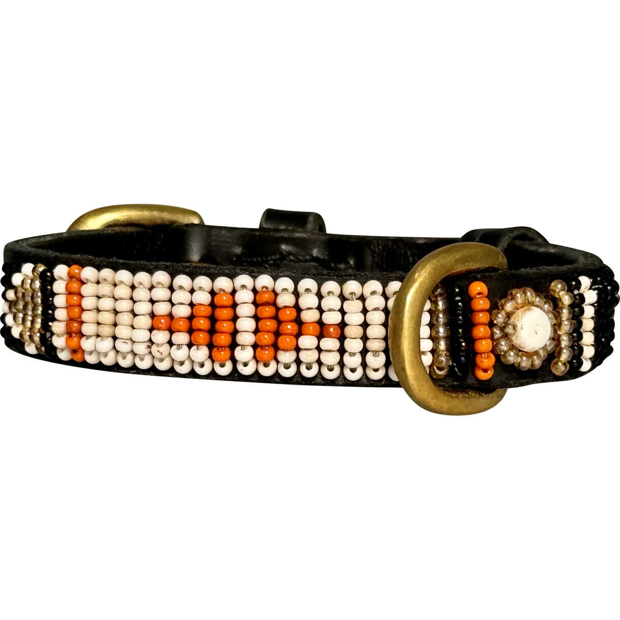 Kampuni handgefertigtes Hundehalsband Micro Swahili Antique