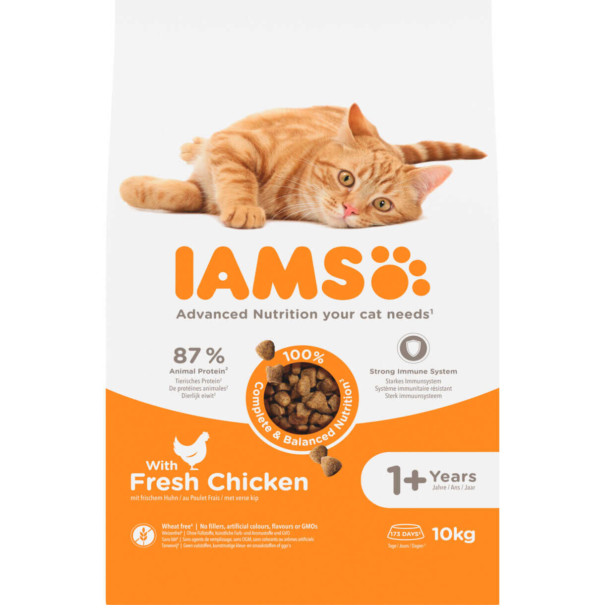 10 kg Iams Vitality Katzenfutter erwachsene Katzen mit Huhn von 1 bis 6 Jahren
