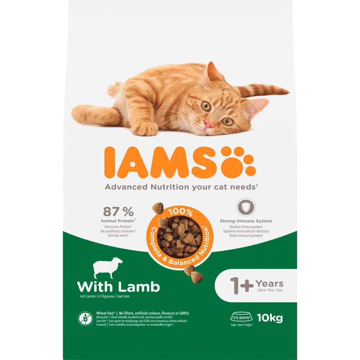 10 kg Iams Vitality Katzenfutter mit Lammfleisch für ausgewachsene Katzen