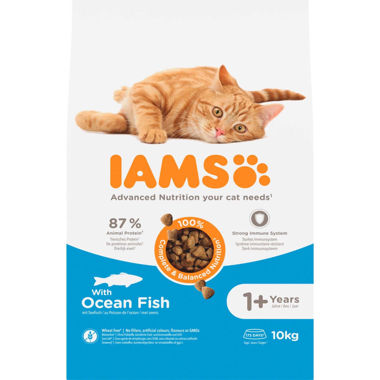 10 kg Iams Vitality Katzenfutter mit Seefisch für ausgewachsene Katzen