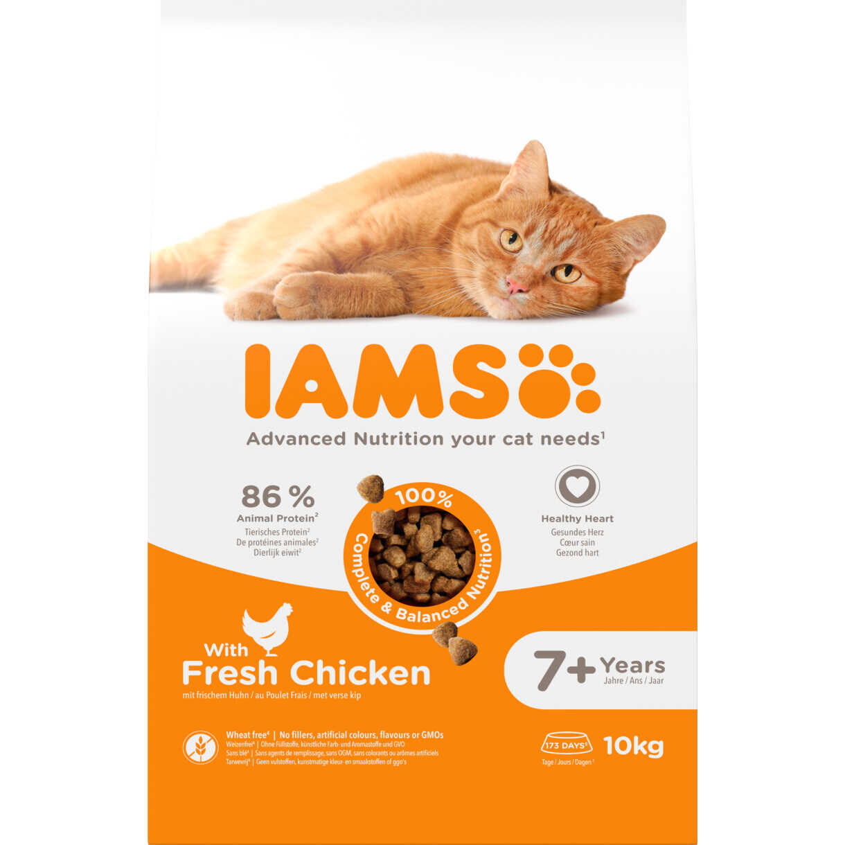 10 kg Iams Vitality Katzenfutter für ältere Katzen - ab 7 Jahren - mit Huhn