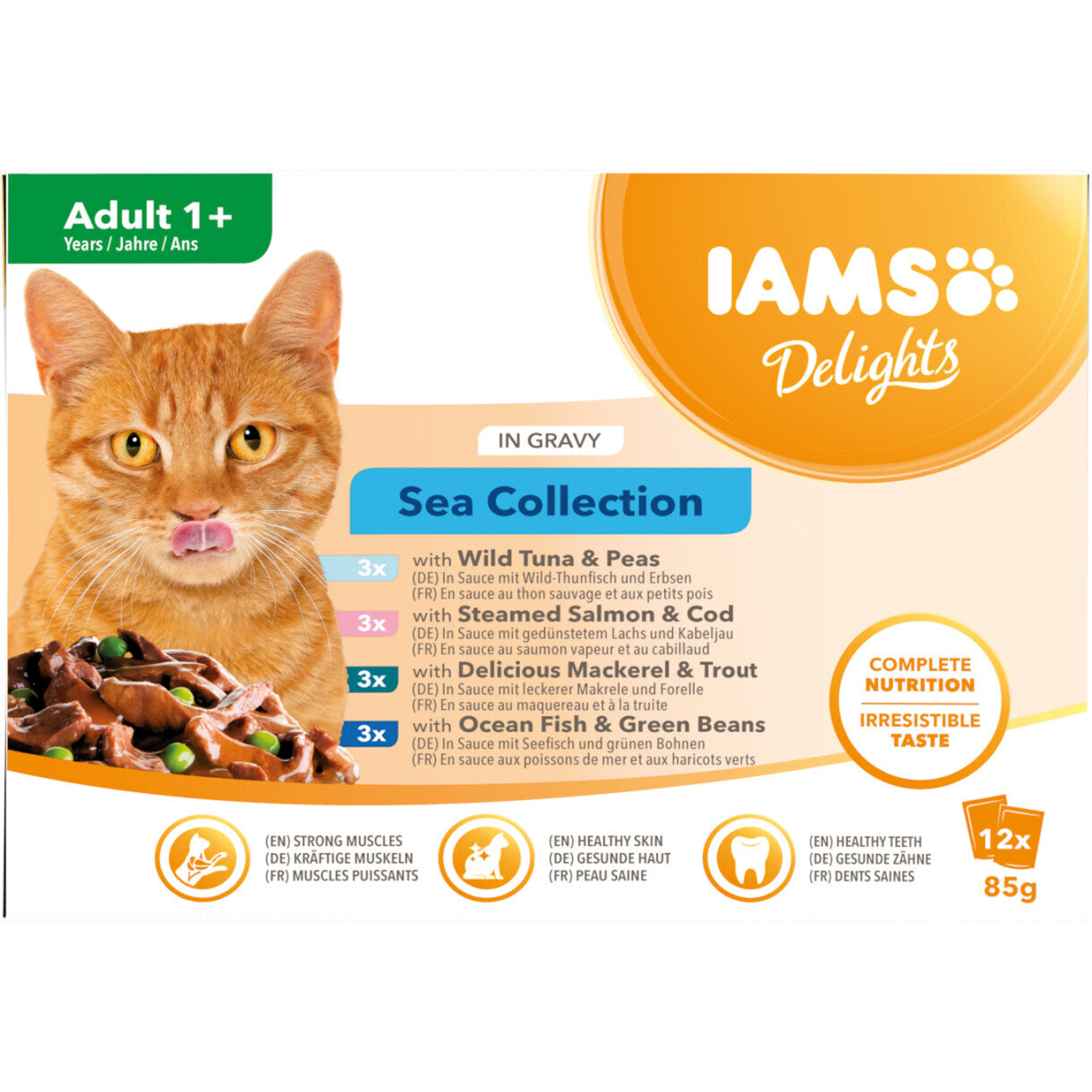 12 x 85 gr Iams DELIGHT Katzennassfutter - Fisch in Sauce - Menübox