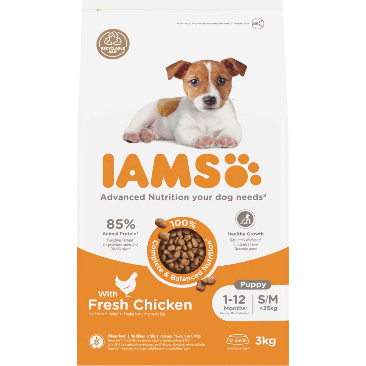 IAMS Puppy & Junior für kleine und mittelgroße Rassen mit Huhn