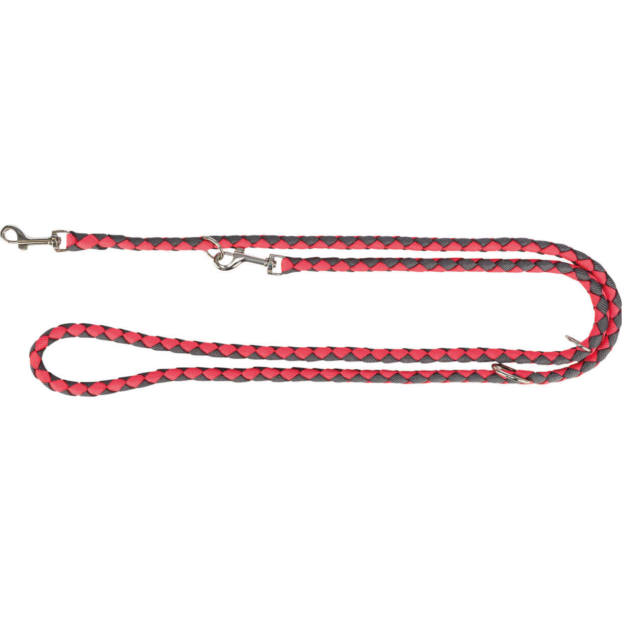 Jolly Paw Verstellbare Hundeleine, geflochten Lachs/Grau