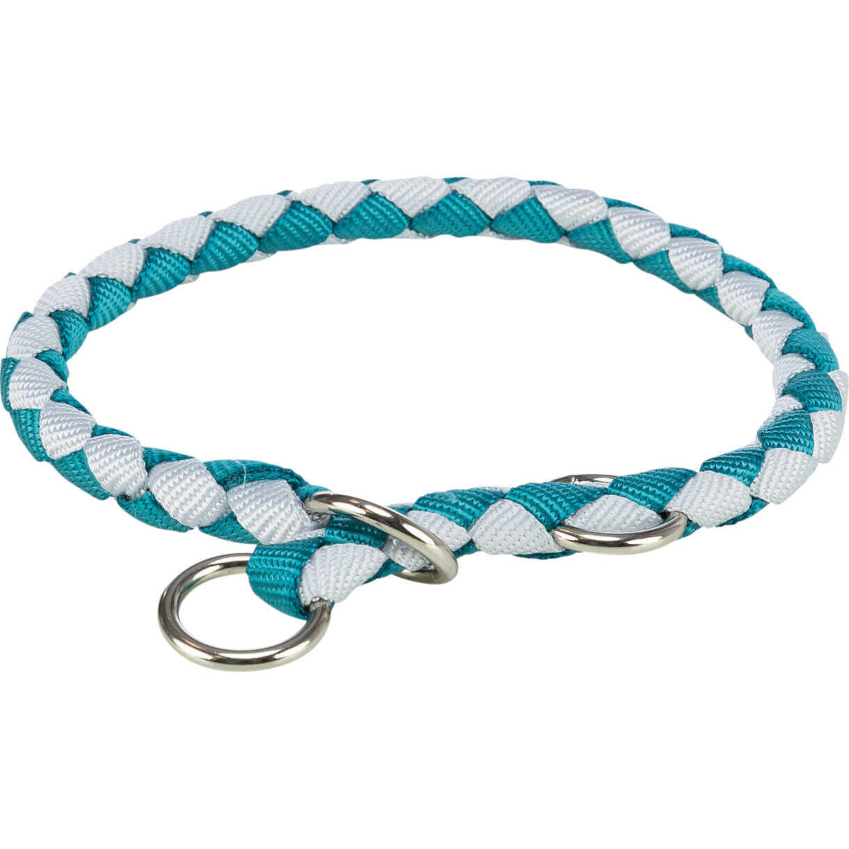 Jolly Paw Semi-Quail Hundehalsband, geflochten Petrol/Grau