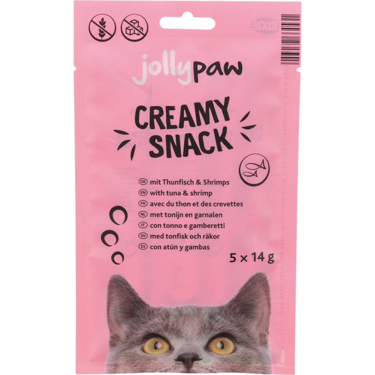 Jolly Paw Creamy Snacks (Thunfisch und Garnele) 5 x 14g