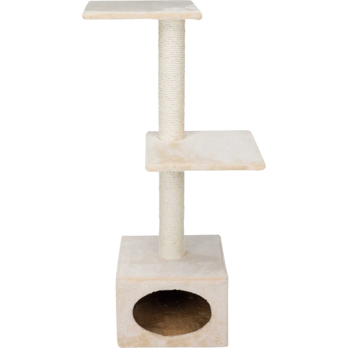 Jolly Paw Kratzbaum Jelly mit Höhle und 2 Liegeplätzen 109 cm hoch, 37x37 cm Höhle, Ø9 cm Stange Creme