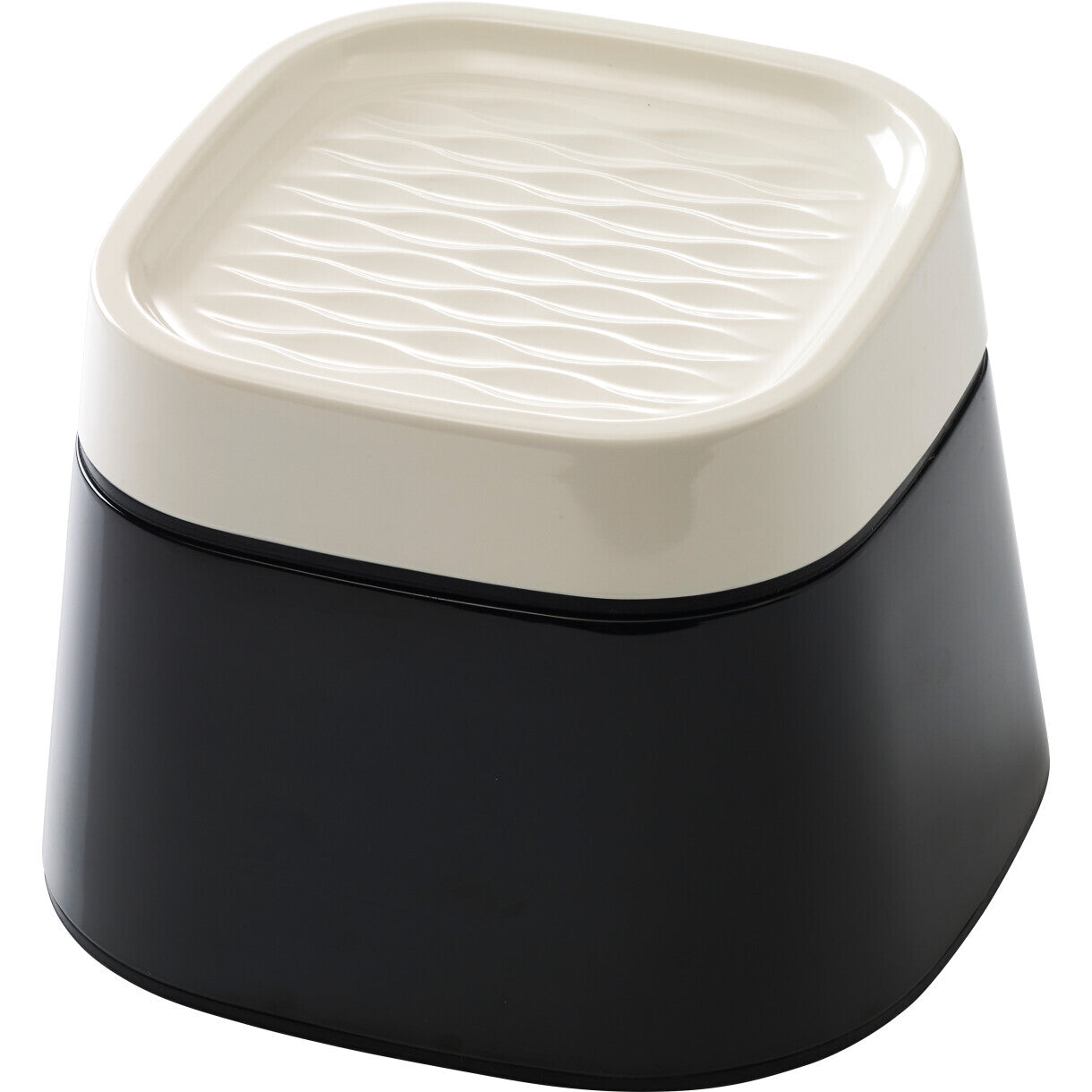 Ergo Cube Katzenfutter- oder Wassernapf mit Gummirand 22 x 22 x 16 cm schwarz-weiß