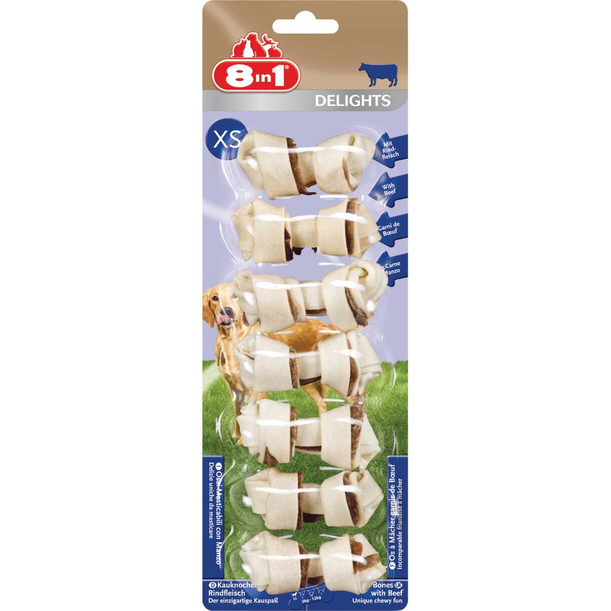 8in1 Delights Kauknochen mit Rindfleisch