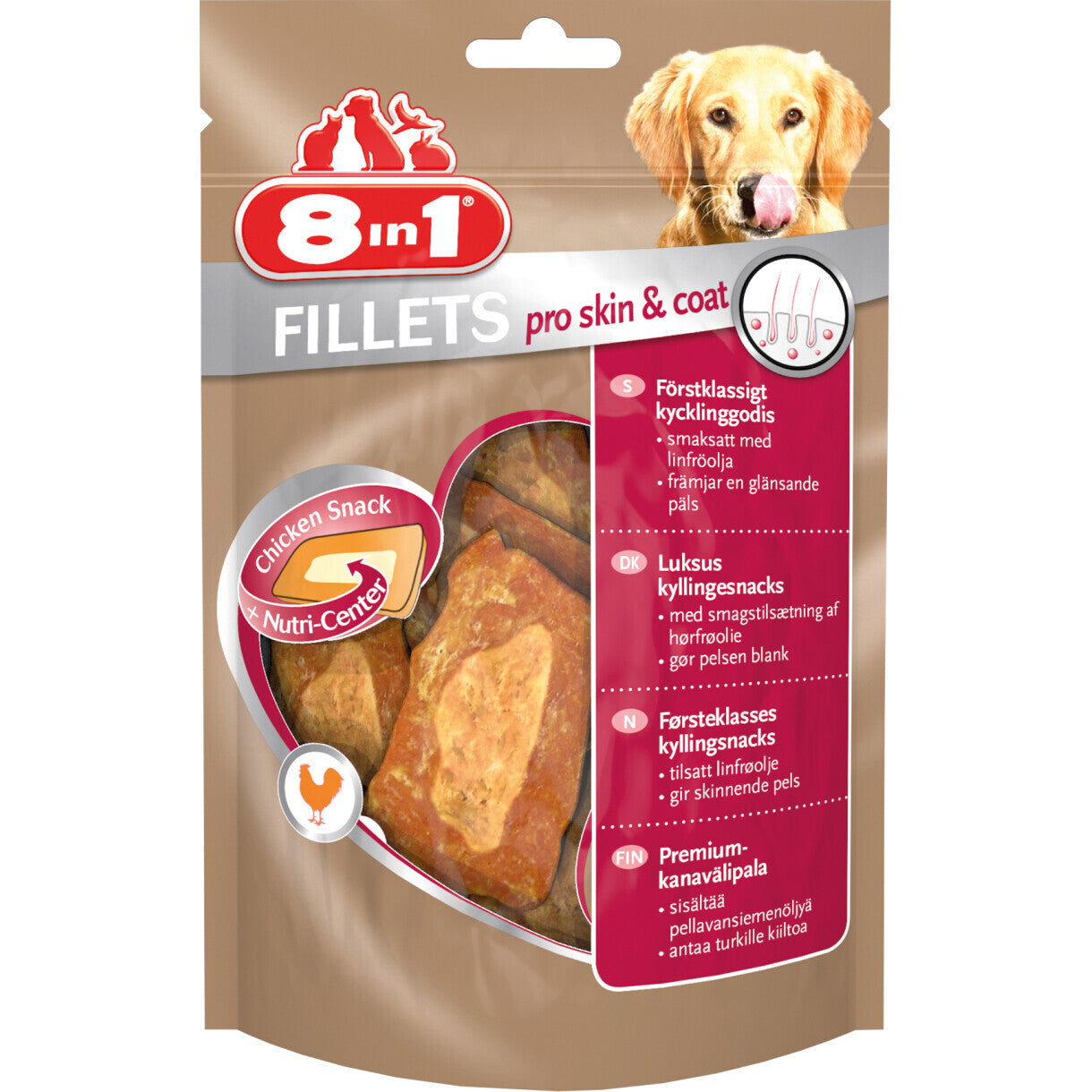 8in1 Hühnerfilet Hundeleckerli - Pro Skin & Coat 80g