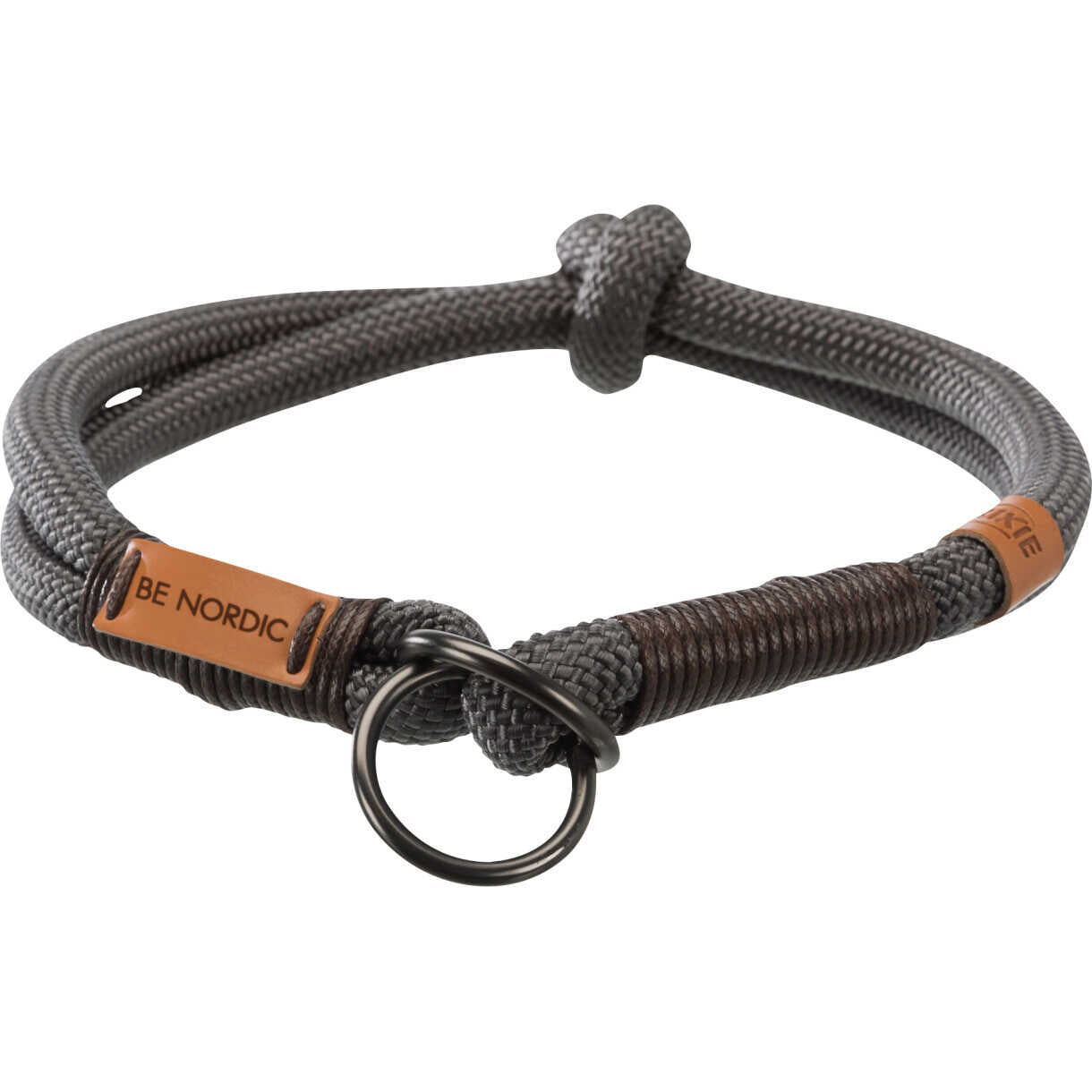 Trixie BE NORDIC Hundehalsband - verstellbarer Halsumfang und Stopp - Dunkelgrau/Braun