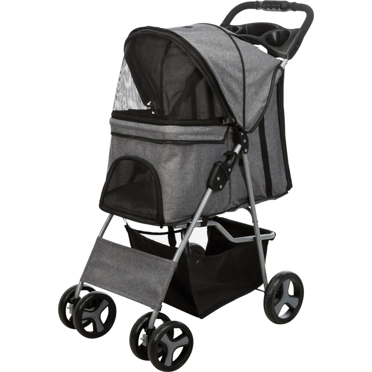 Trixie Kinderwagen für Hunde bis zu 10 kg Hund - 47 x 100 x 80 cm - grau