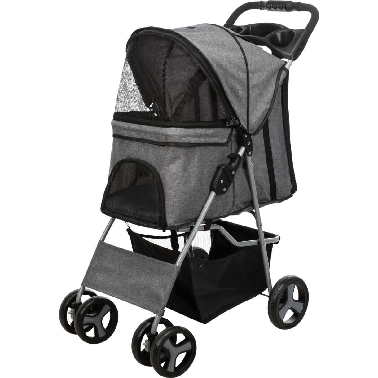 Trixie Kinderwagen für Hunde bis zu 10 kg Hund - 47 x 100 x 80 cm - grau