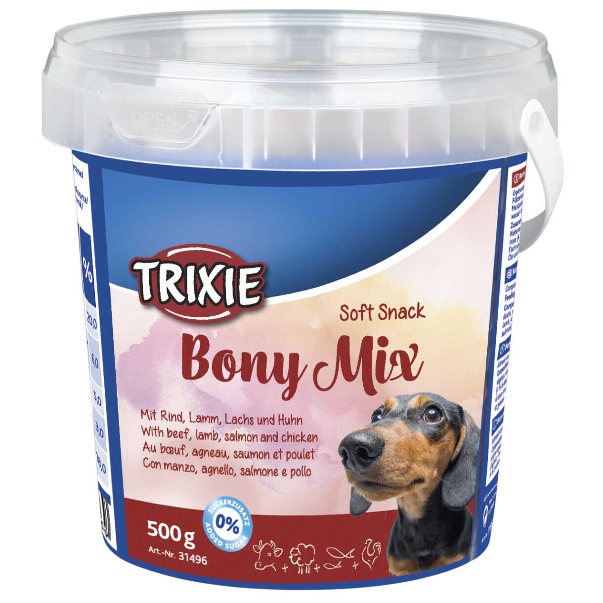 500 g Trixie Soft Snack Bony Mix mit Rindfleisch - Lamm, Lachs und Huhn