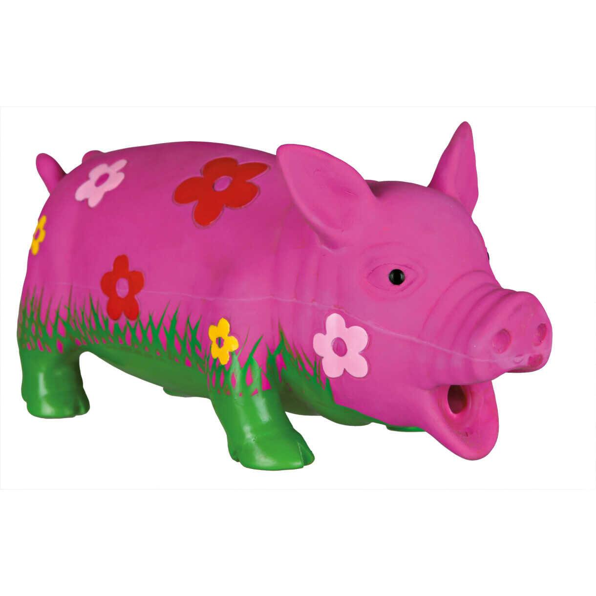 Trixie Hundespielzeug Schwein mit Blume - Naturton 20 cm