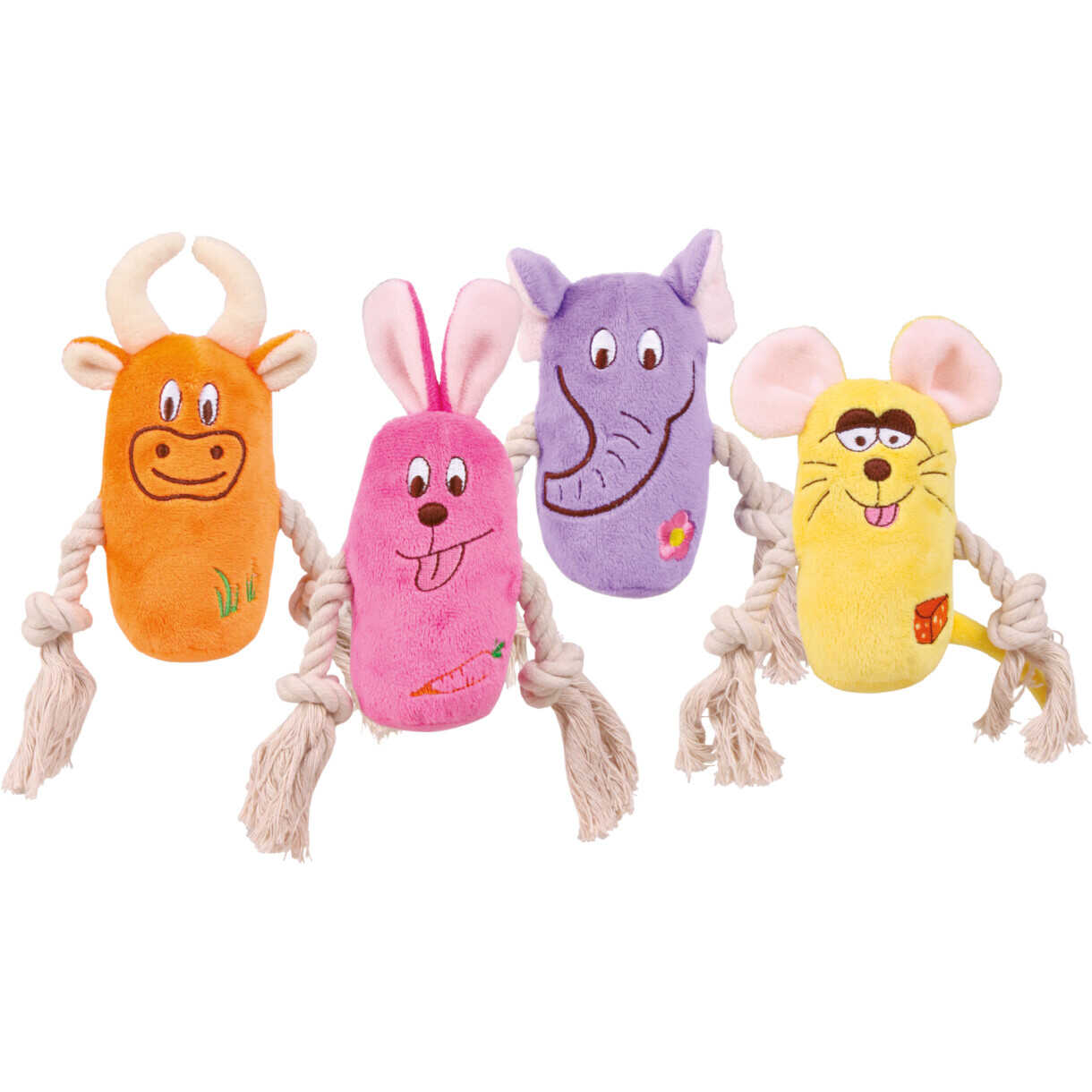 Trixie Hundespielzeug Plüschtier mit Seil und Sound 13 cm - diverse Farben