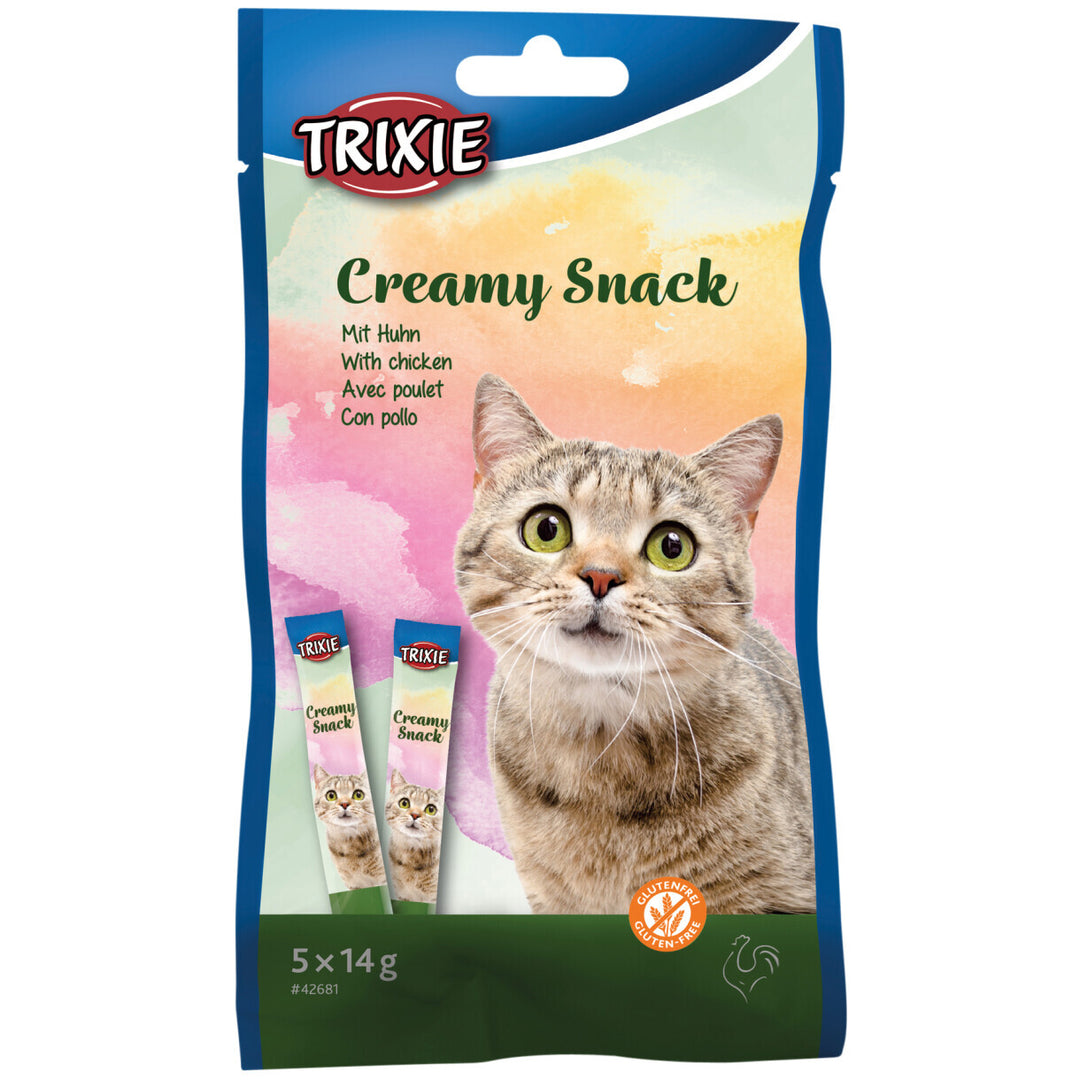 Trixie cremiger Katzensnack mit Huhn zucker- und glutenfrei 5 x 14 g