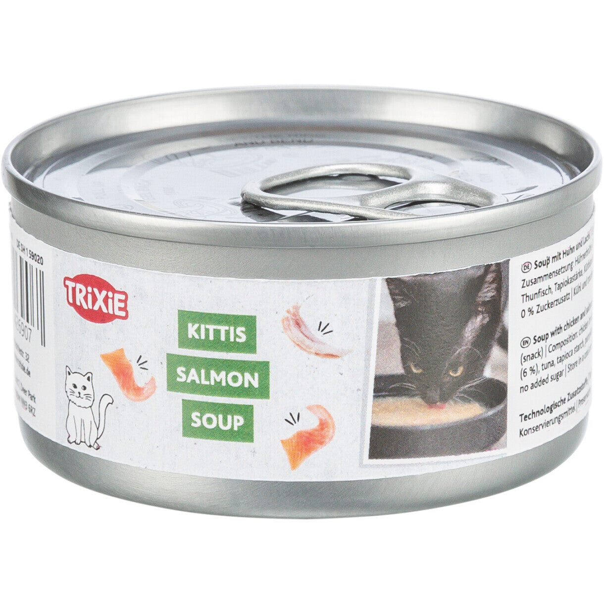 4 x 80 g Trixie Katzennassfutter - Suppe mit Huhn und Lachs