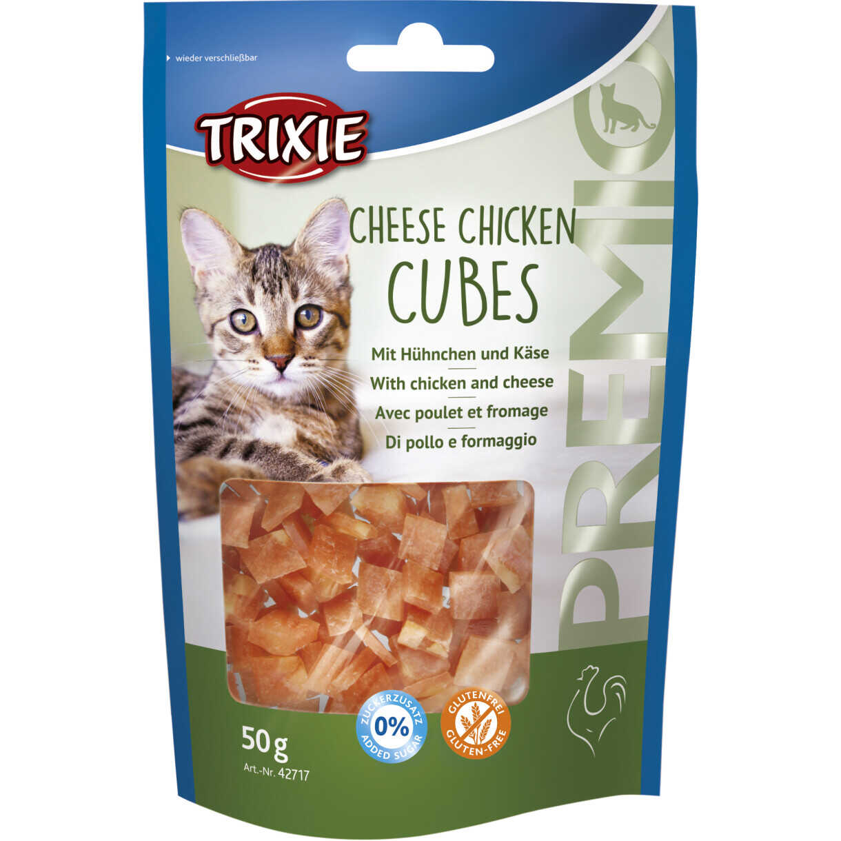Trixie Katzenleckerli in Würfelform mit Huhn und Käse 50 g - zucker- und glutenfrei