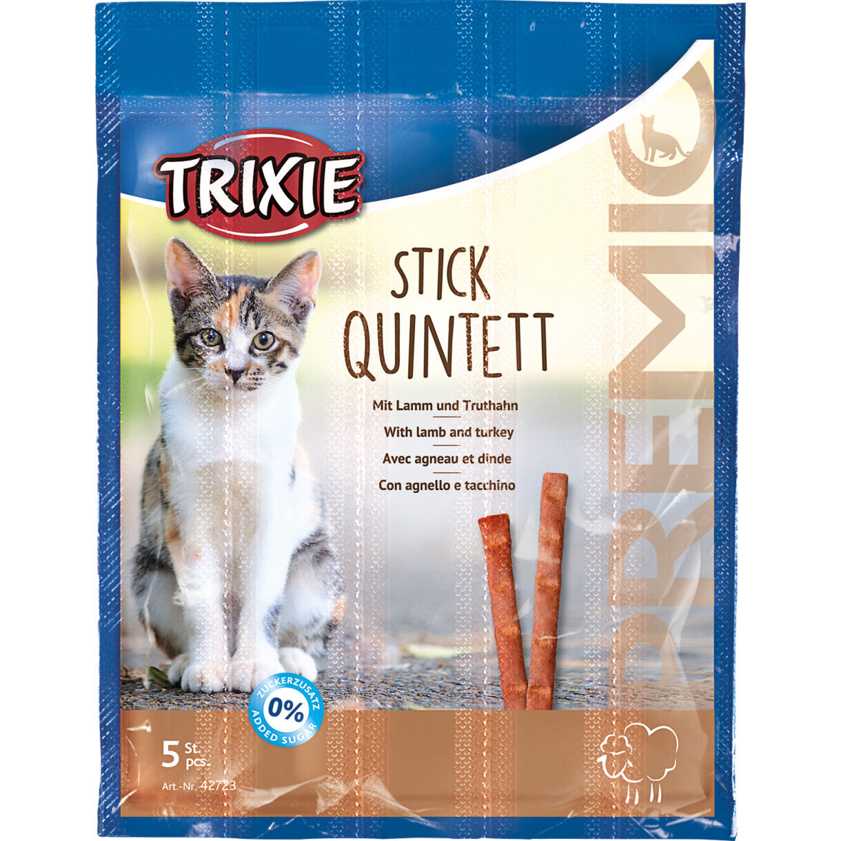 Trixie Katzenleckerli Quadro-Sticks mit Lamm und Pute 5 x 5 g - zuckerfrei
