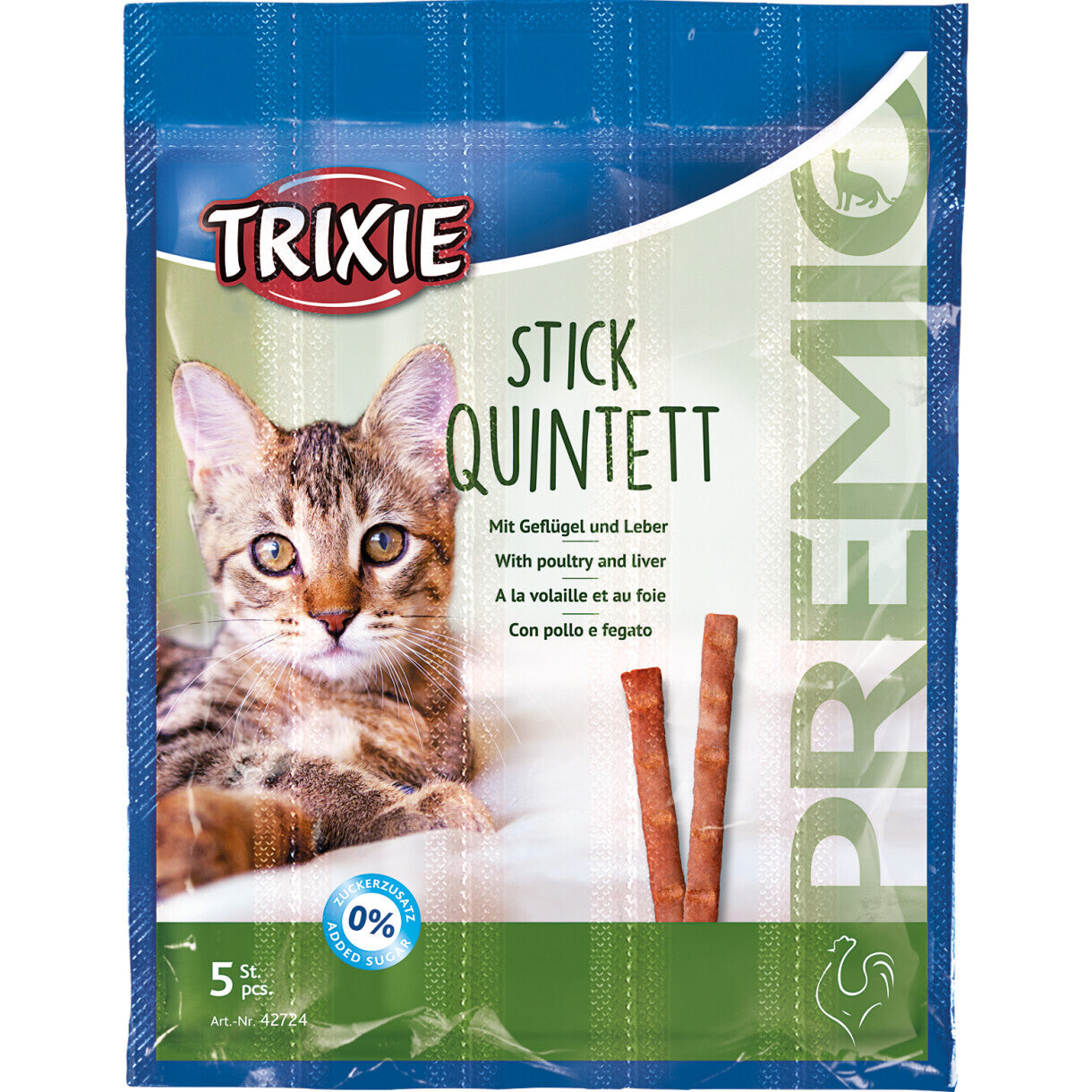 Trixie Cat Treats Quadro-Sticks mit Ente und Leber 5 x 5 gr - zuckerfrei