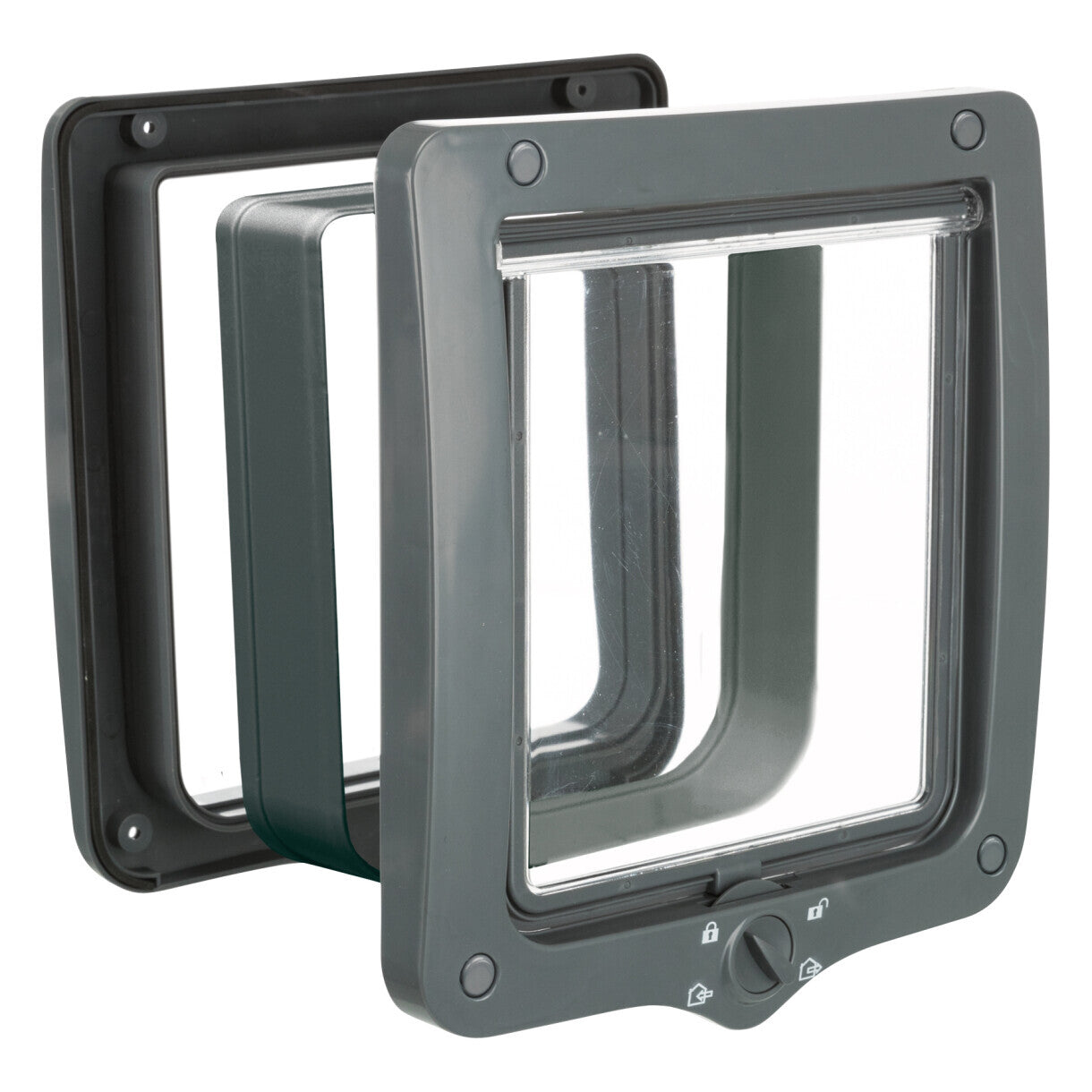 Trixie 4-Wege-Katzentür Nr. 8 mit Tunnel XL 24 x 28 cm grau