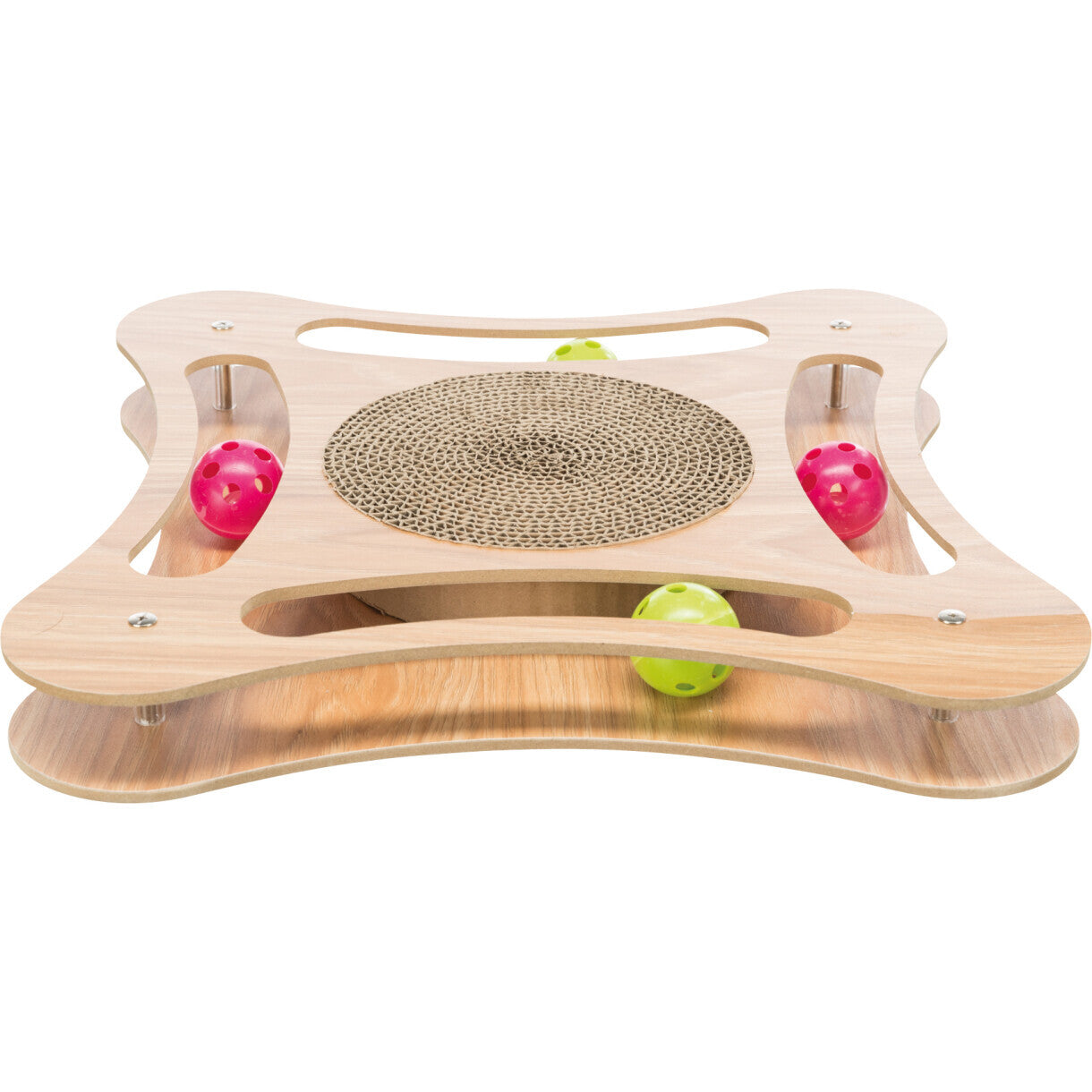 Trixie Papp-Kratzbaum mit Holzspielzeug und Katzenminze 35 x 4 x 35 cm