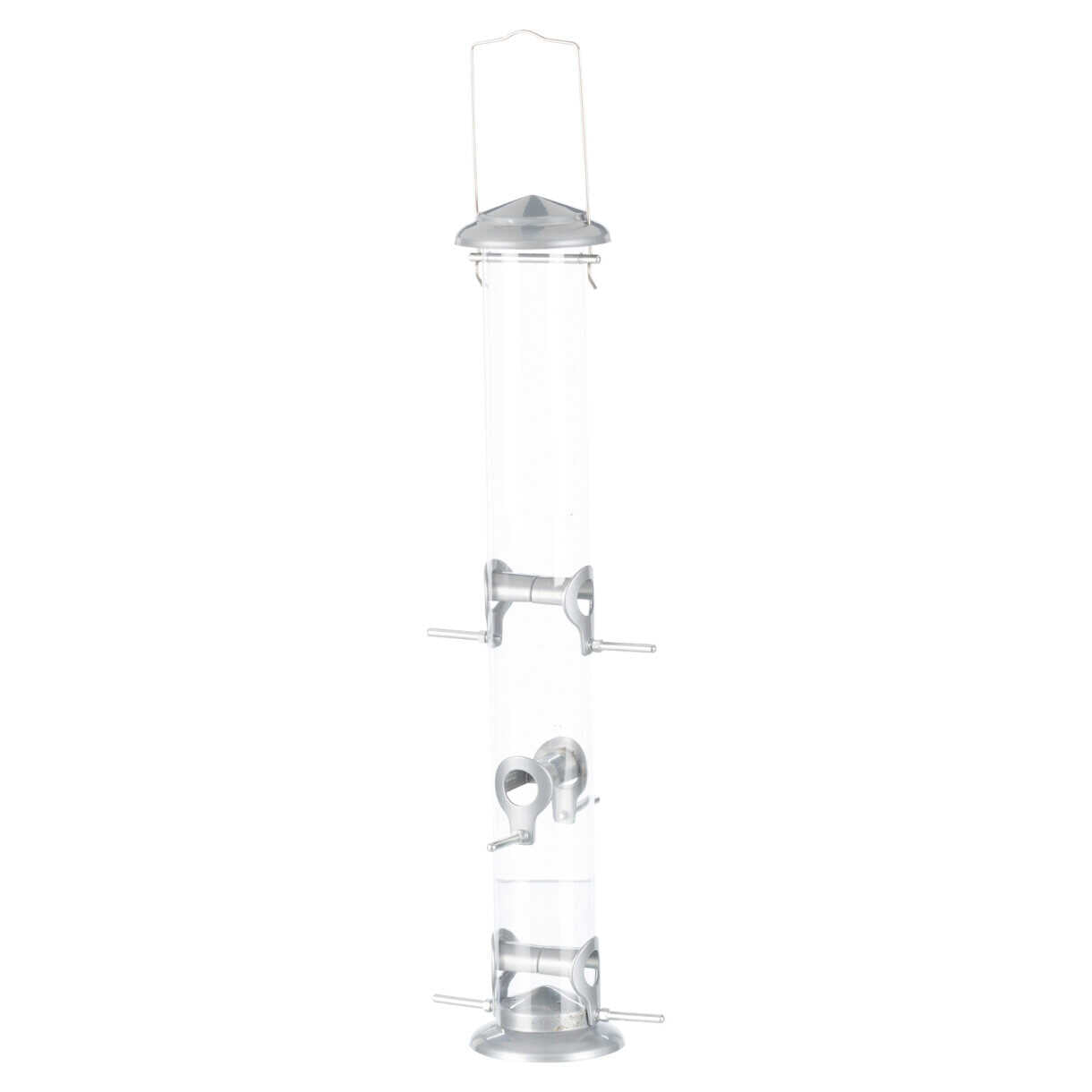 Trixie Vogelfutterspender 1300 ml für draußen - 13 x 53 x 13 cm silber