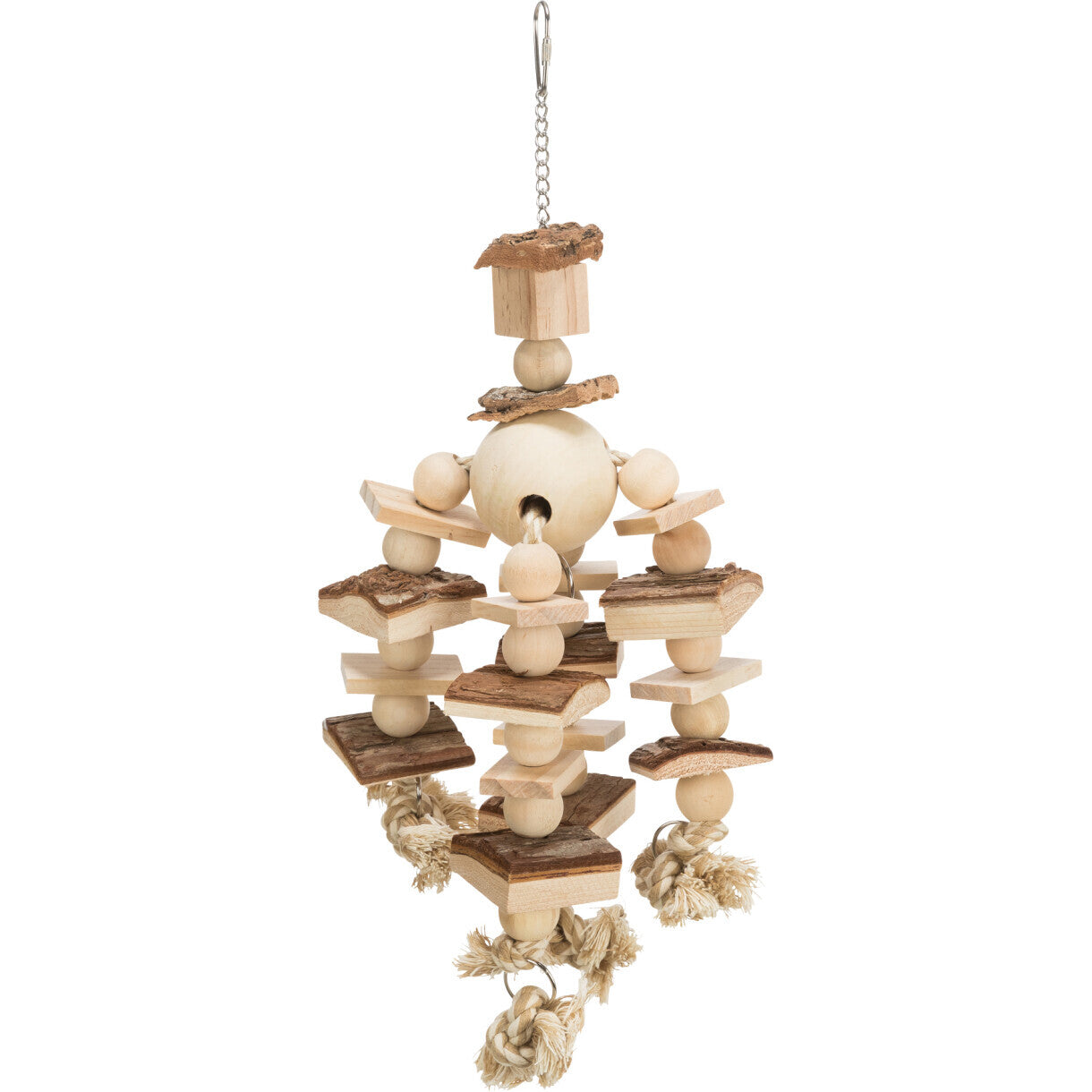 Trixie Vogelspielzeug aus Holz mit Seil 35 cm