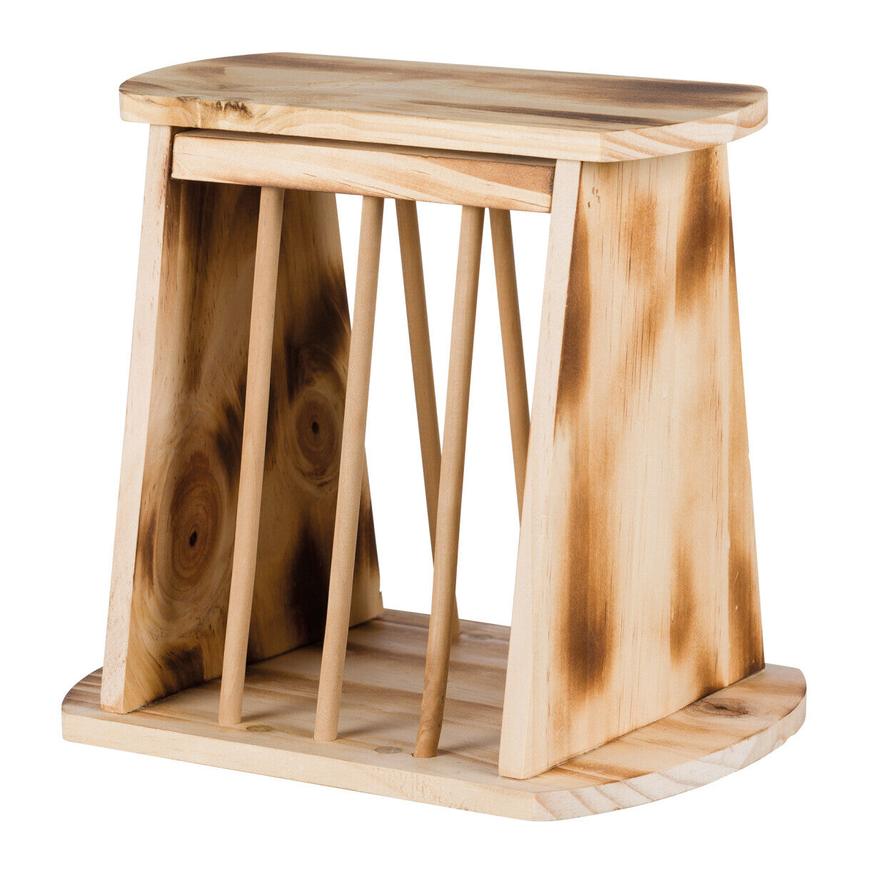 Trixie Heuhecke mit Deckel aus gebranntem Holz 25 x 22 x 18 cm