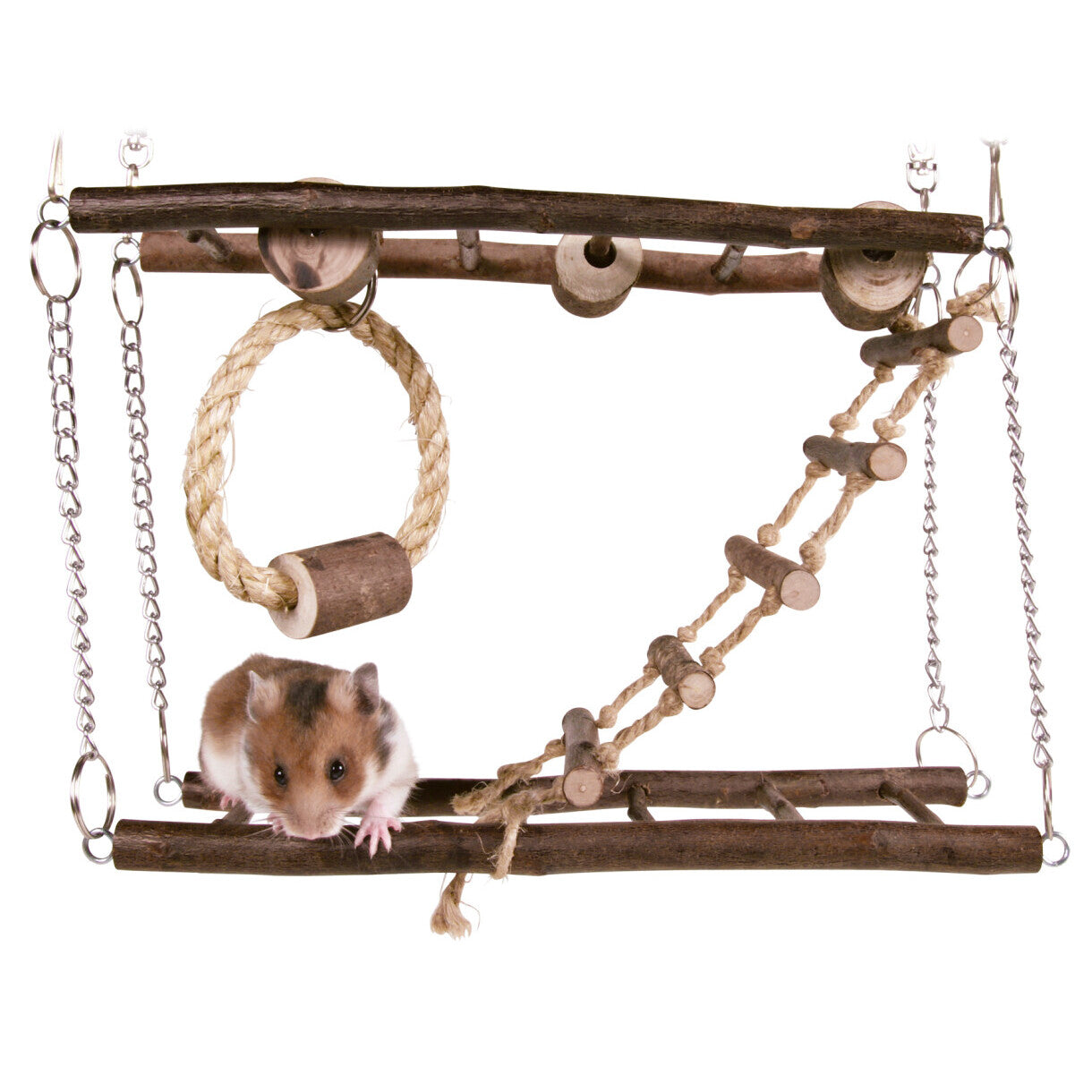 Trixie Hängebrücke 27x17x7 cm aus Naturholz für Mäuse und Hamster.