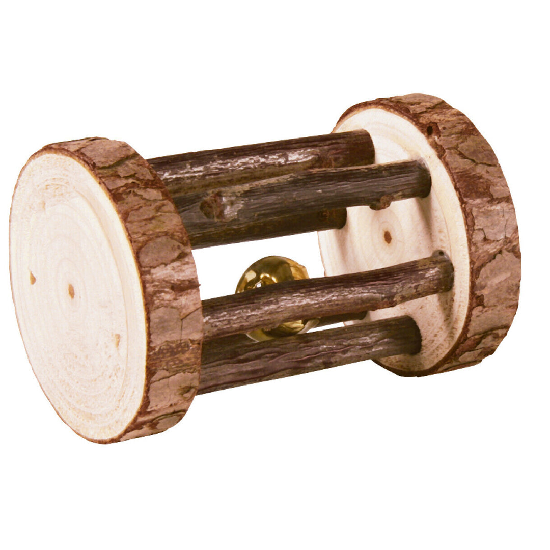 Trixie Kaninchen- und Meerschweinchen-Spielrolle mit Glocke Naturrinde - ø 5 x 7 cm