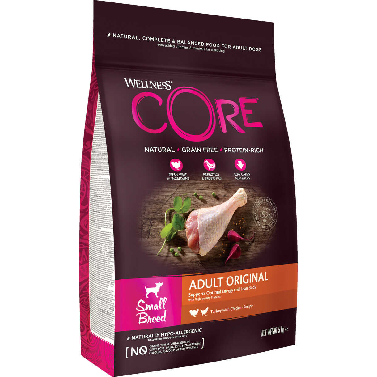 5 kg CORE Hundefutter Adult Small Breed Original mit Huhn und Truthahn - getreidefrei
