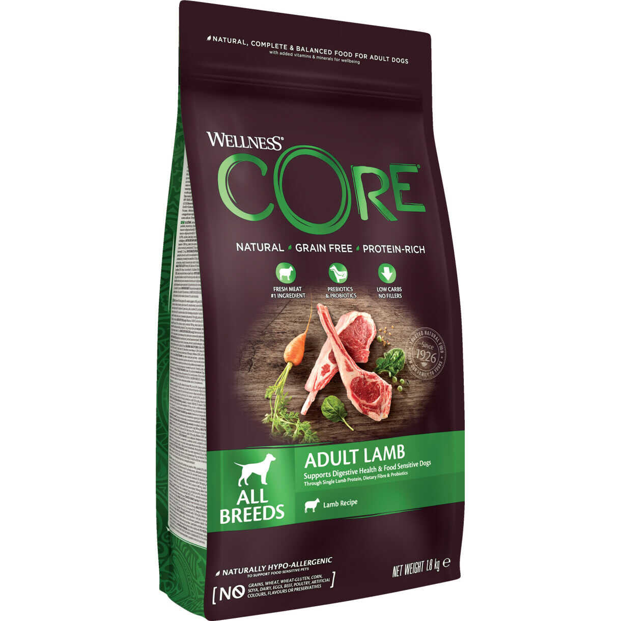 1,8 kg CORE Hundefutter für alle Hundegrößen mit Lamm - getreidefrei