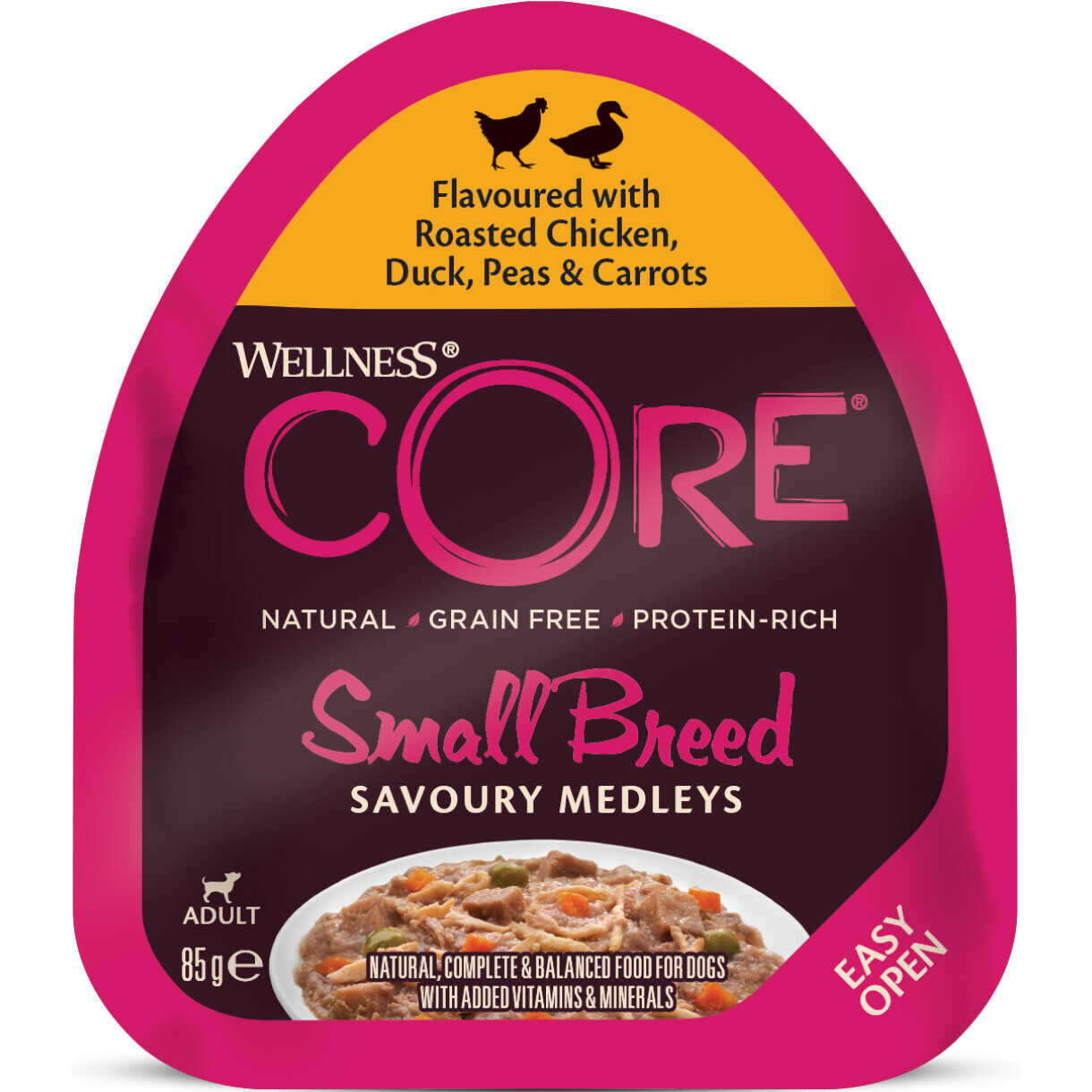 85 g CORE Nassfutter für kleine Hunde mit Huhn - Ente und Gemüse - getreidefrei