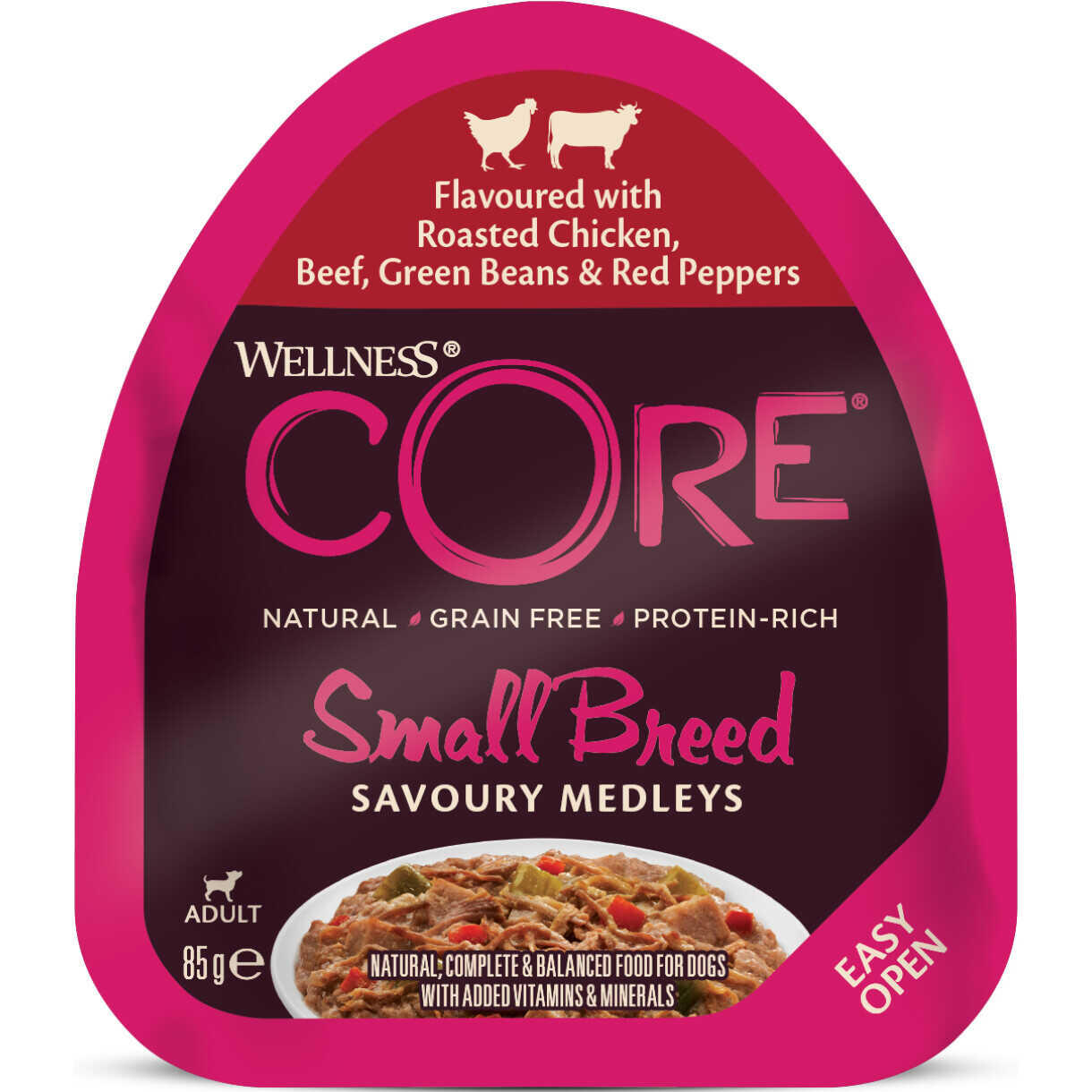 85 g CORE Nassfutter für kleine Hunde mit Huhn - Rindfleisch und Gemüse - getreidefrei