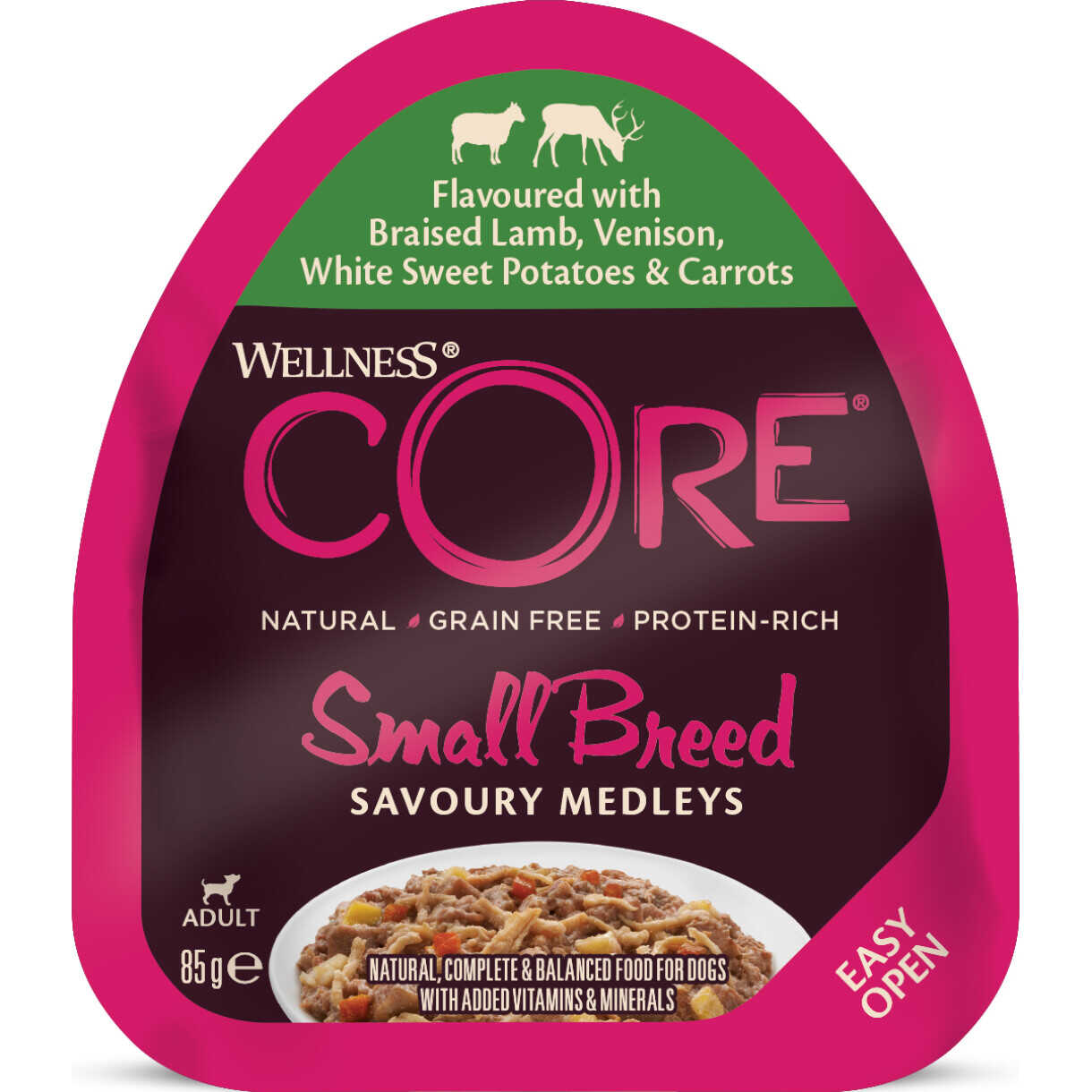 85 g CORE Nassfutter für kleine Hunde mit Huhn - Lamm und Gemüse - getreidefrei