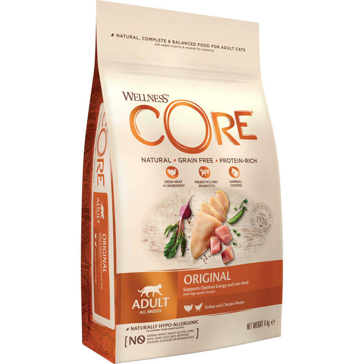 4 kg CORE Katzenfutter für ausgewachsene Katzen mit Huhn und Pute - getreidefrei