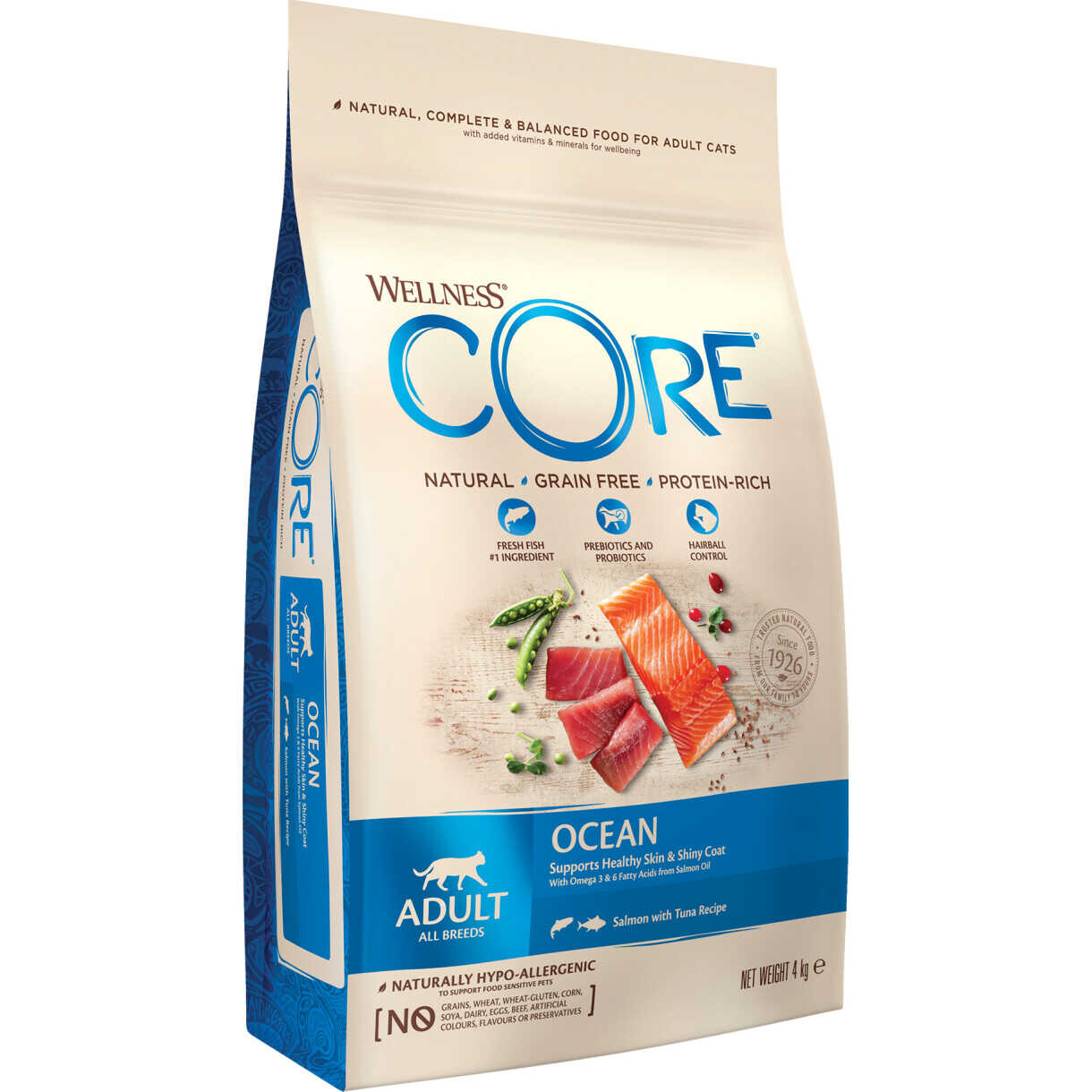 4 kg CORE Katzenfutter für ausgewachsene Katzen mit Lachs und Thunfisch - getreidefrei