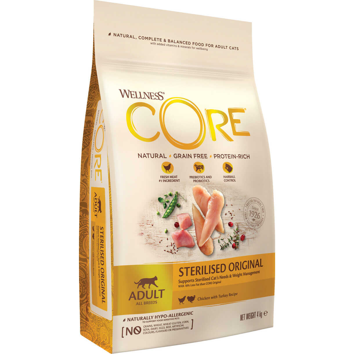 4 kg CORE Katzenfutter für sterilisierte Katzen mit Huhn und Pute - getreidefrei