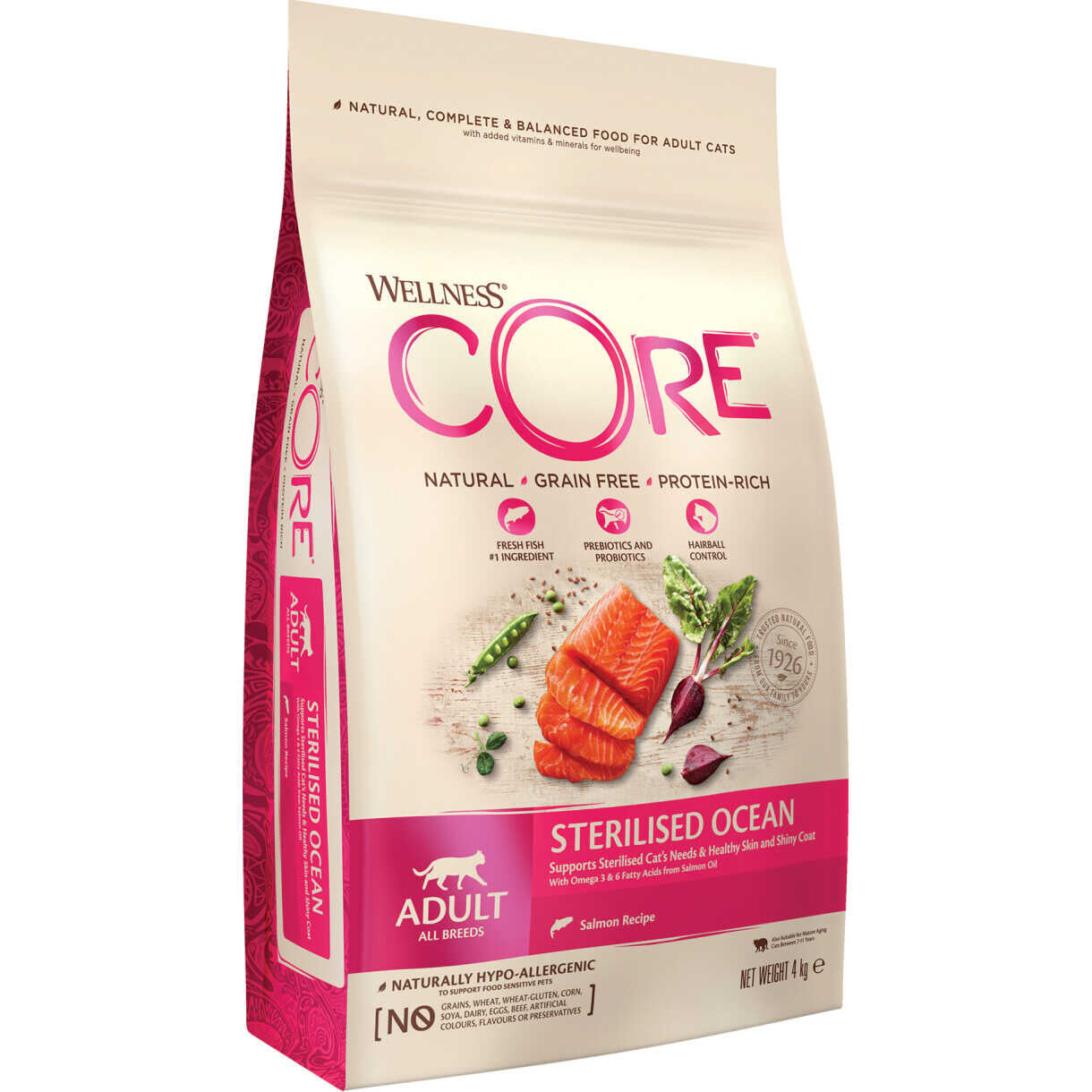 4 kg CORE Katzenfutter für sterilisierte Katzen mit Lachs und Thunfisch - getreidefrei
