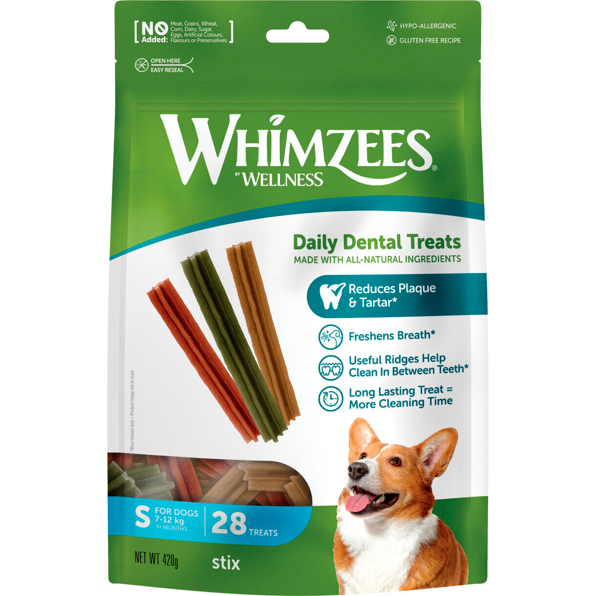 28 Whimzees denta stix Small für kleine Hunde von 7 bis 12 kg - glutenfrei