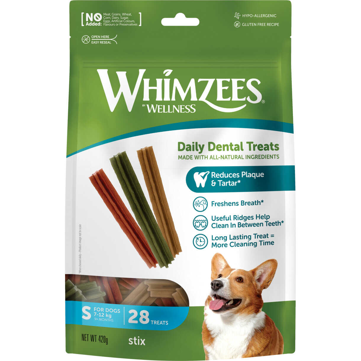 28 Whimzees denta stix Small für kleine Hunde von 7 bis 12 kg - glutenfrei