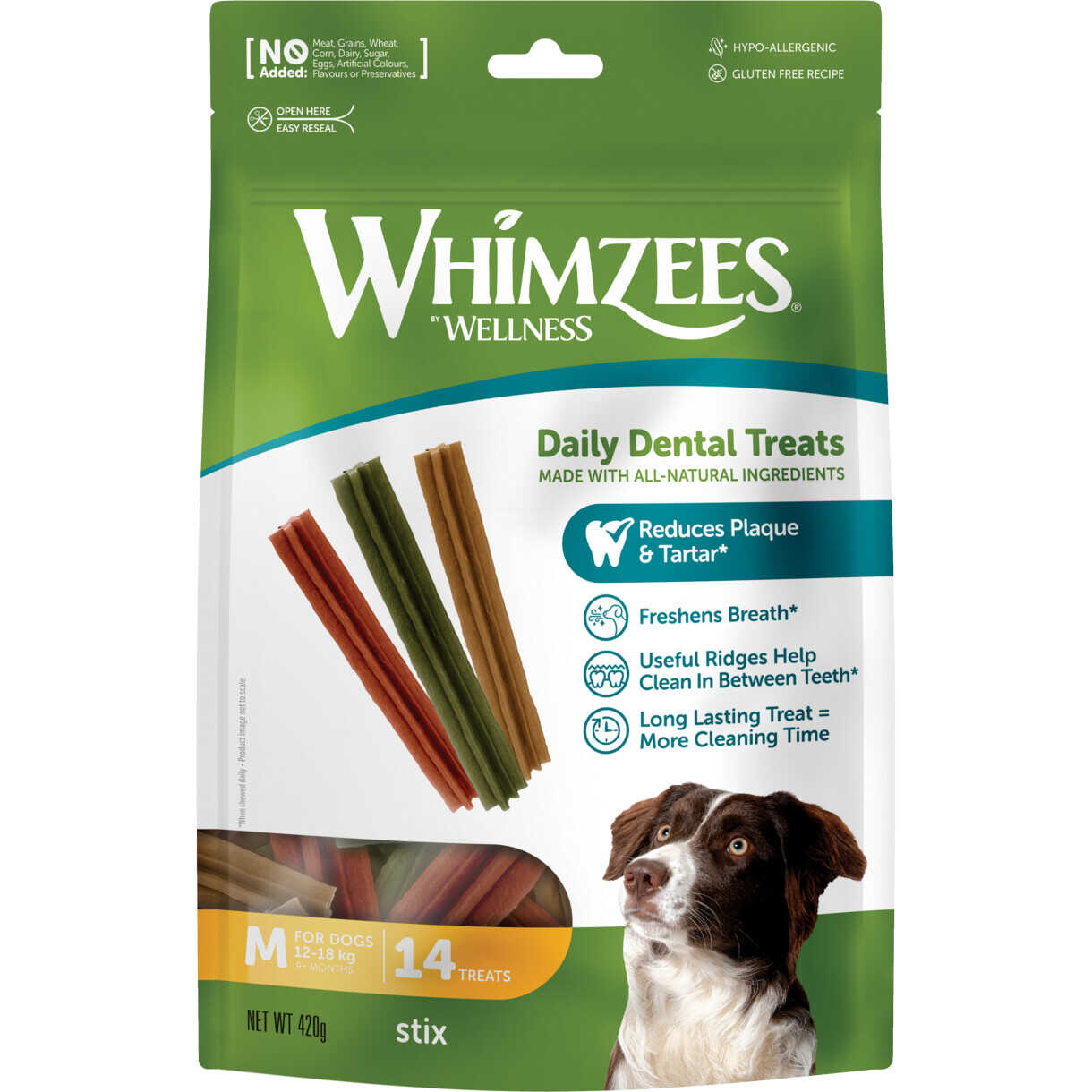 14 Whimzees denta stix Medium Hunde von 12 bis 18 kg - glutenfrei