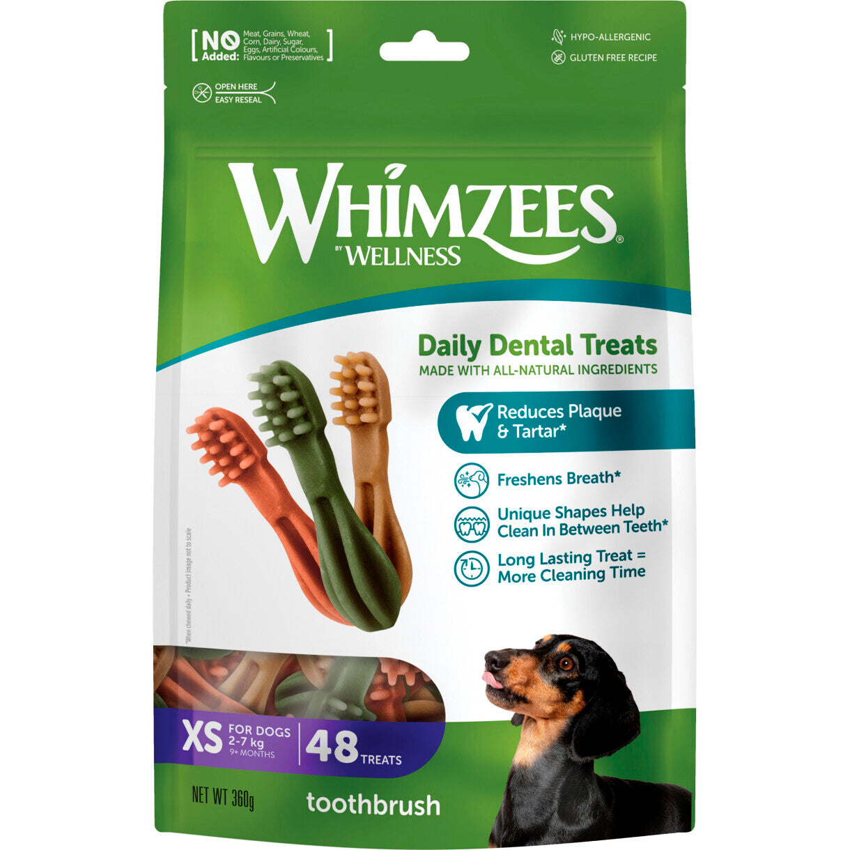 48 Whimzees Zahnbürste Star XS für sehr kleine Hunde - 360 g